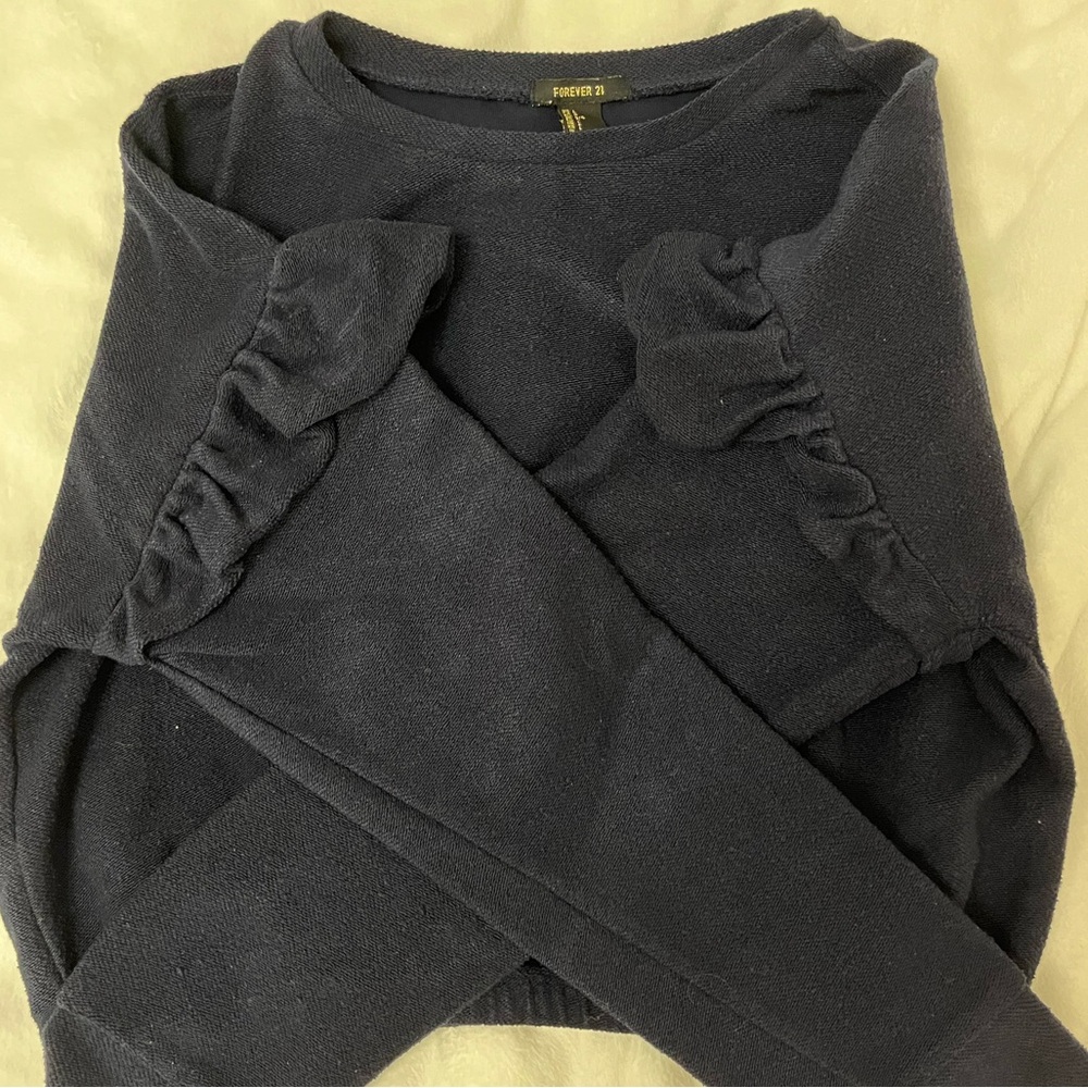 Forever21 Navy Cropped Long-sleeve